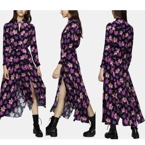 Maje Women's Black Rosetina Floral Ruffle Midi Maxi Dress, 2 Mint condition